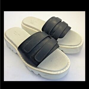 Rag & Bone Seldon Leather Sandal Slide, Black white US Size 6, EU 36